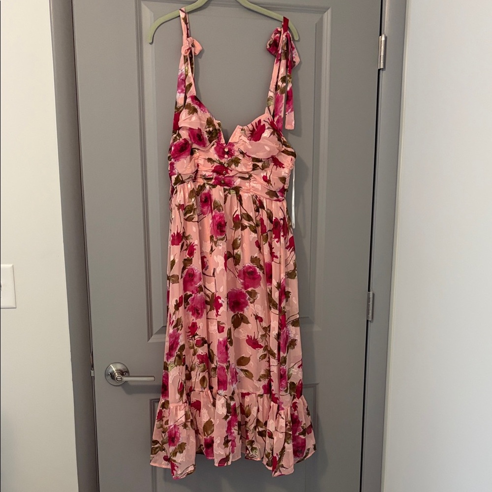 Lulu's Pink Floral Ruffled Dress